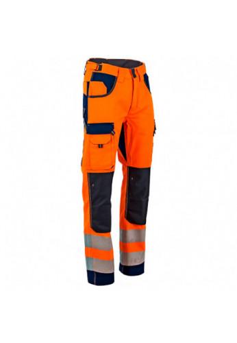 Pantalon haute visibilité orange - POLARISATION - multipoches, genouillères EN14404, renforts oxford_0