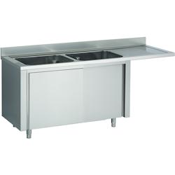 Plonge Inox sur Meuble Espace Lave-Vaisselle 2 Bacs à Gauche Gamme 600 - Fabrinox - l200- L- P60- h90- Inox - inox 5401162302844_0