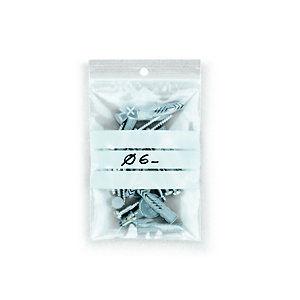 RAJA Sachet plastique à fermeture Zip et bande d'écriture - 8 x 12 cm - Epaisseur 50 microns - Transparent - Carton de 1000_0