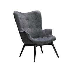 SalesFever Fauteuil rembourré  en tissu texturé | Cadre en métal avec revêtement en poudre noire | L 80 x P 99 x H 92 cm | gris foncé - gris poly_0