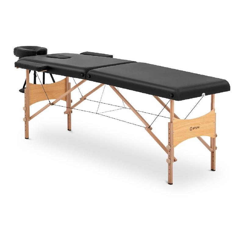 TABLE DE MASSAGE PLIANTE PLIABLE PROFESSIONNELLE LIT PORTABLE EN BOIS PORTATIVE MATÉRIEL À DOMICILE MOBILE BLACK HÊTRE PVC 227 KG CM SAC NOIR 14_0003640_0