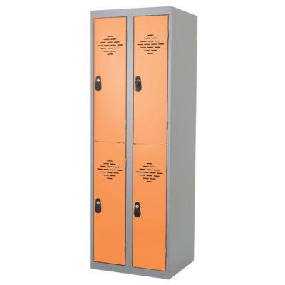 Vestiaires Multicases monoblocs 2 colonnes 2 cases gris / orange largeur 300 mm_0