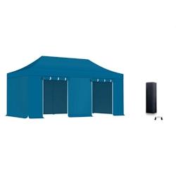 Xptent Pack Tente Pliante 3X6 Structure Acier 32mm Toit 380g/m² Bleu qualité Pro - bleu acier PTP3030036BA_0