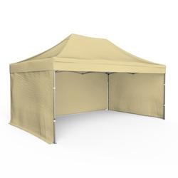 Assalit-Jean Tente pliante Barnum Aluminium 300x450cm - Ivoire + 3 murs offerts - beige SL3X450+3M15_0