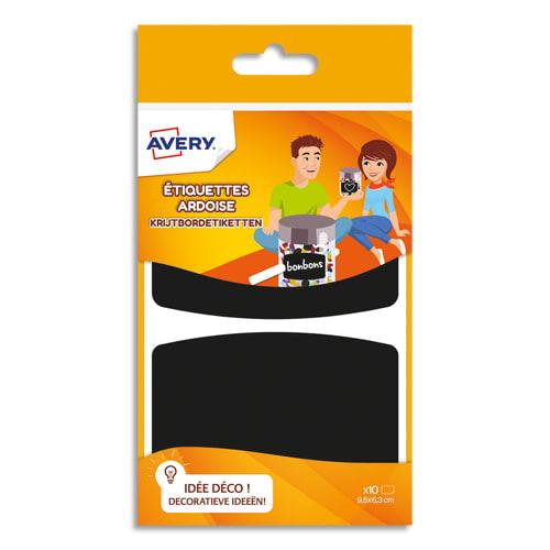 Avery - Sachet de 10 étiquettes ardoises noires autocollantes 95 x 63 mm - Écriture à la craie ou au marqueur craie_0
