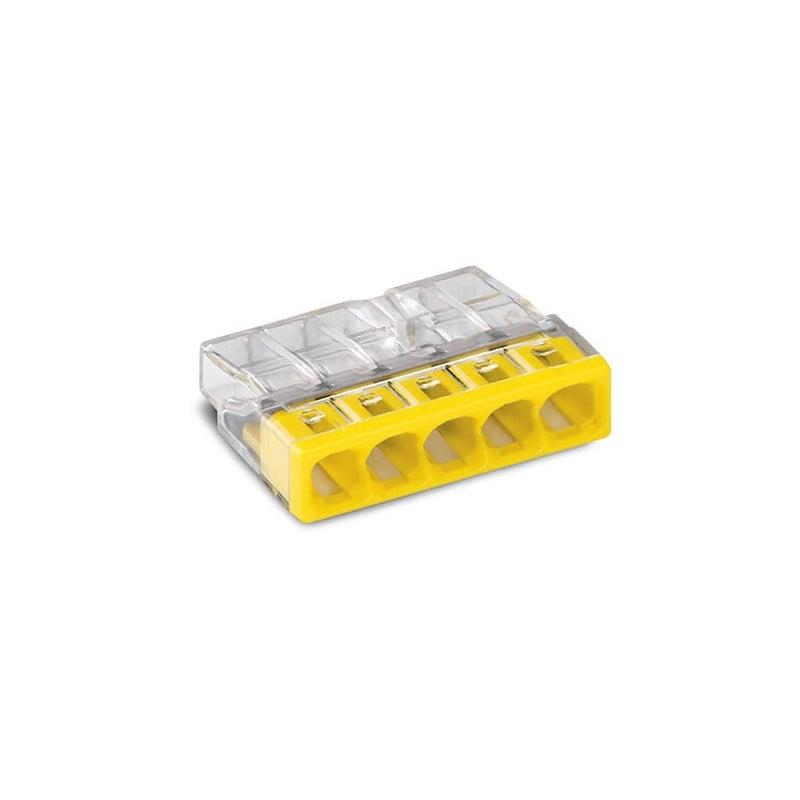 Borne WAGO 2273 - 5 x 0,5 à 2,5mm² Transp. / Jaune - Wago | 2273-205_0