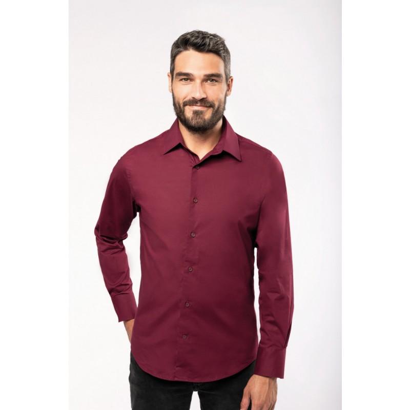 Chemise homme manches longues K529 - stretch 97% coton / 3% élasthanne - ajustement idéal et col baleiné_0
