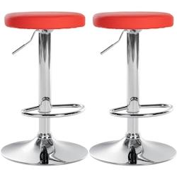CLP Lot de 2 tabourets de bar Ponte en similicuir Rouge/Métal chromé - rouge polyester 323489_0