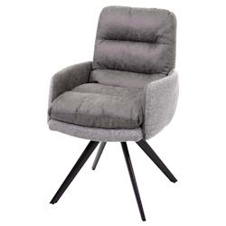Décoshop26 - Chaise de salle à manger fauteuil lounge avec accoudoir confortable rotative en tissu gris clair 04_0002246 - gris 3000262632695_0
