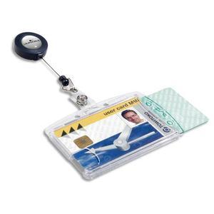 Durable boîte 10 porte-badges 1 carte de sécurité format portrait ou paysage + enrouleur - transparent_0