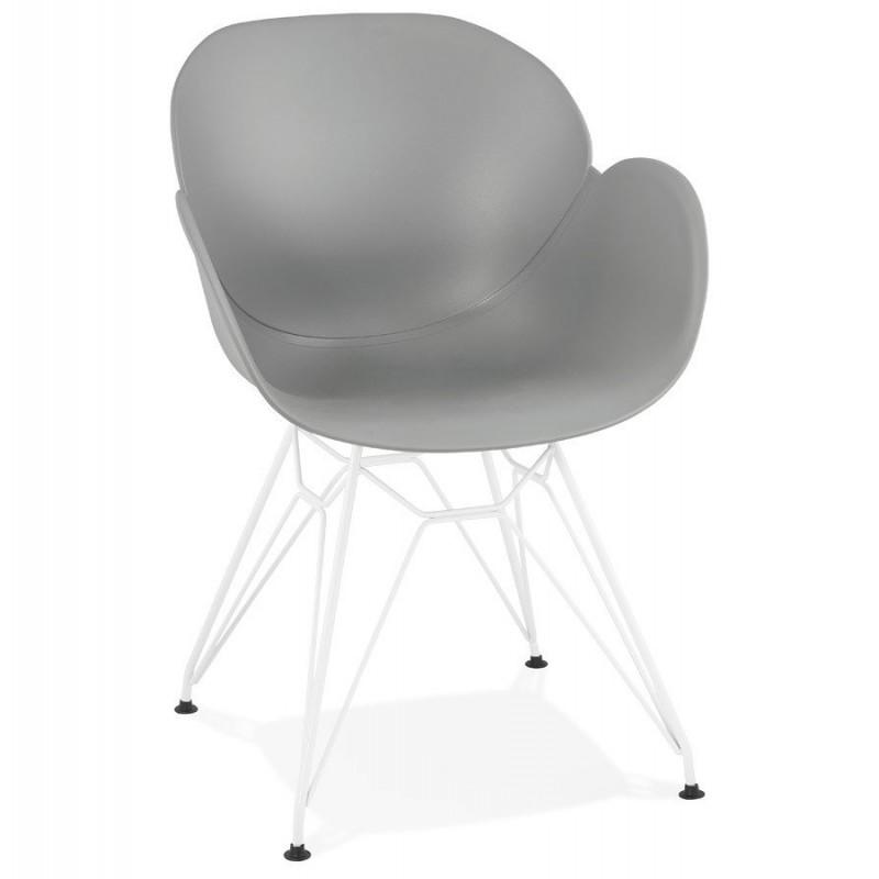 Fauteuil design Calypso 85cm gris - Paris Prix - métal et polypropylène, protection pour sols inclus, 120kg max_0