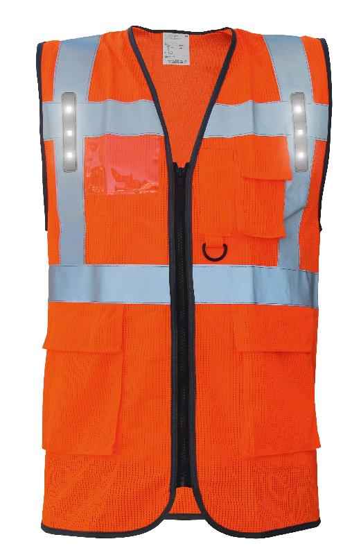 Gilet à LED orange taille L - 11 LED haute luminosité, rechargeable USB, 3 modes d'éclairage - Réf : GILED-OR-L_0