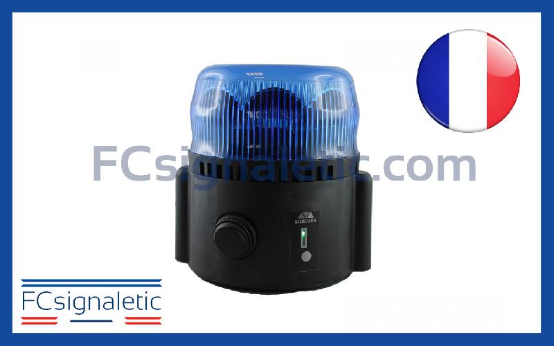 Gyrophare Gyroled bleu autonome embase magnétique chargeur 12V  classe 1 flash STANDBY MERCURA 23399-02_0