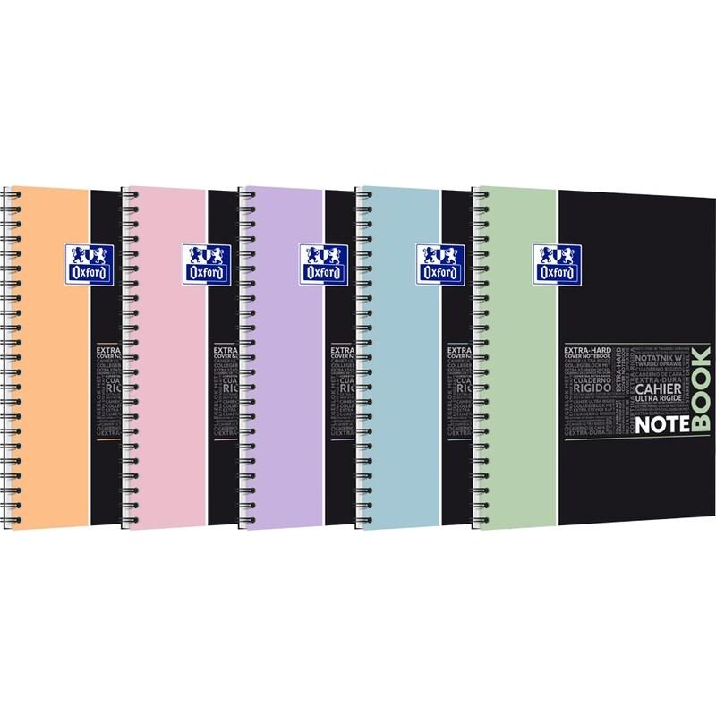 Oxford Lot de 5 Notebook Etudiants Pastel rel. Intégrale A4+, 160p./80 feuilles 90g/m², Séyès, coloris assortis (5) - 3020120222417_0