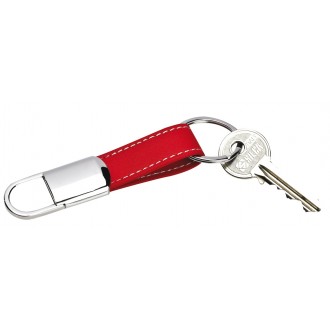 Porte-clés double anneaux Fort Wayne - finition brillante - PU façon sellier - marquage laser inclus_0