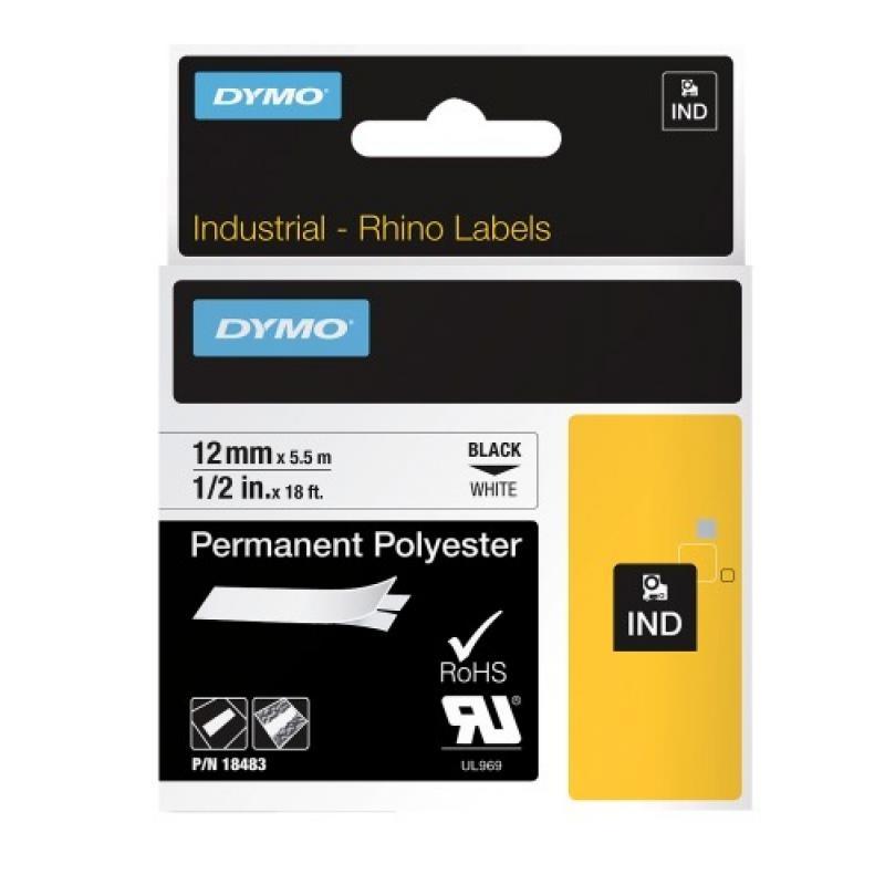 Ruban polyester pour rhino 4200 et 5200 étiquette blanche écriture noire 9mmx5,5m_0