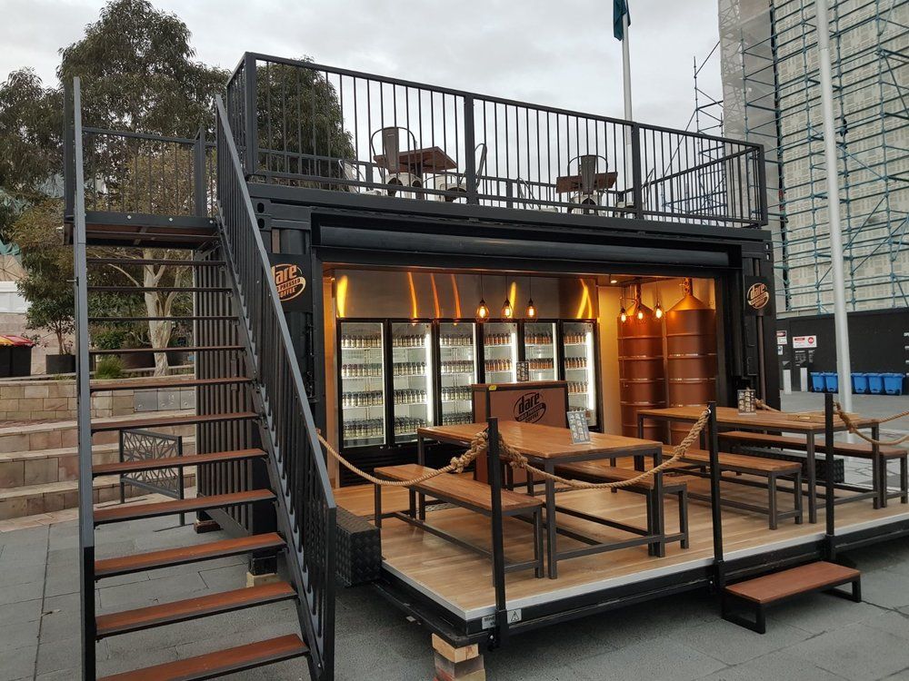 Snack ISK12 type 4 - Conteneur aménagé 12m² avec terrasses et escalier en acier_0