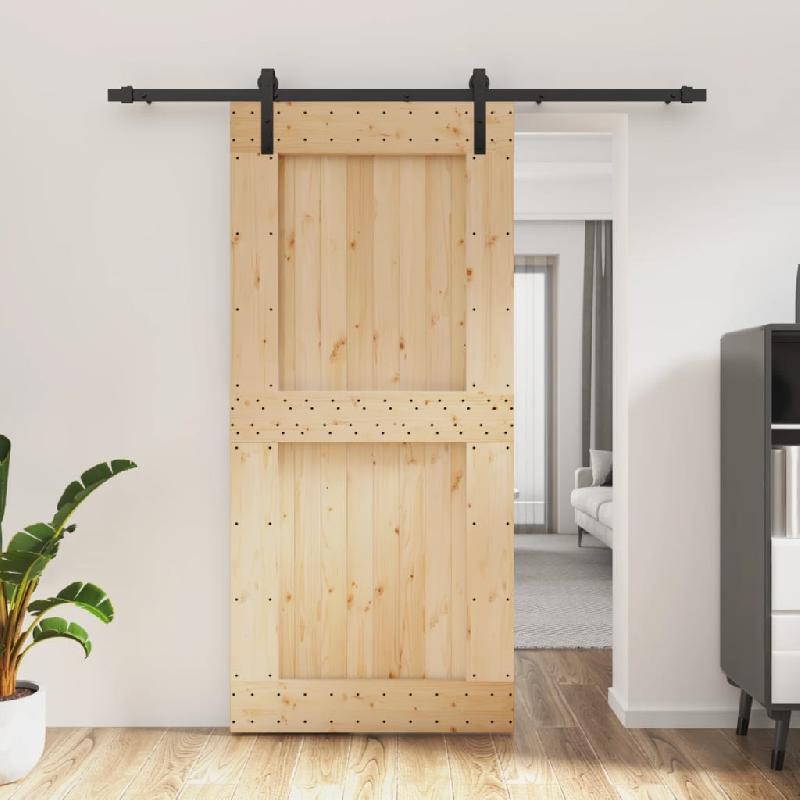 Vidaxl porte coulissante et kit de quincaillerie 95x210 cm pin massif 3202996_0