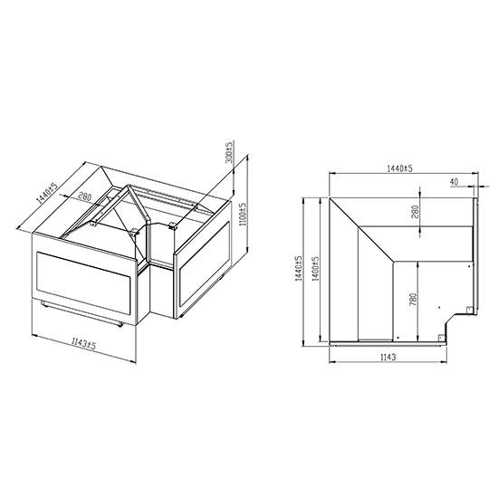 Vitrine réfrigérée ventilée à viande - unité de coin avec vitre verticale 0°/+4°C - Z/TM10AAC9_0