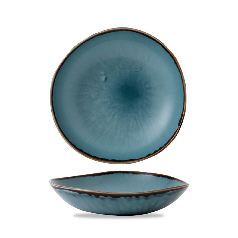 ASSIETTE CREUSE ROND BLEU PORCELAINE Ø 26,4 CM HARVEST DUDSON