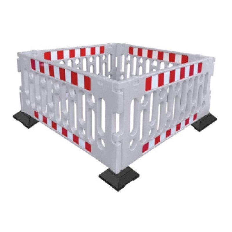 4x Barrières de sécurité en polypropylène - Gris / Avec base / 2000_0