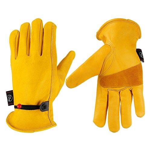 Kim Yuan - Gants de protection en cuir grainé avec fermeture au niveau des poignets - Résistants à l'usure et confortables_0