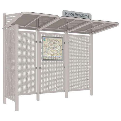 ABRI BUS CONVIVIALE 3 M - ACIER - BARDAGE GAUCHE - GRIS 7044 - PROCITY