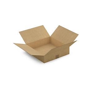 CAISSE CARTON BRUNE SIMPLE CANNELURE À BASE CARRÉE RAJA 40X40X10 CM