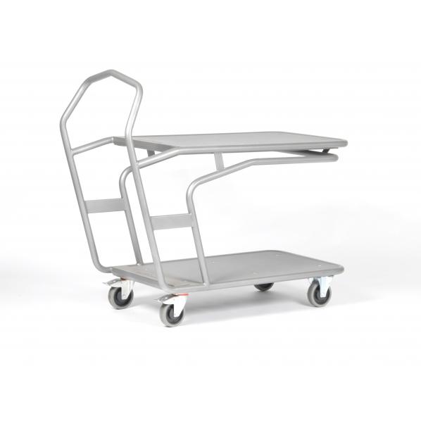 Chariot de manutention ergonomique MATADOR - 300 kg - 2 plateaux - Roues pivotantes avec frein_0
