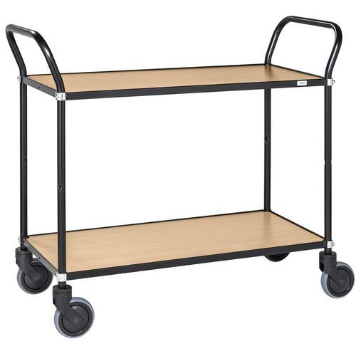 CHARIOT DE SERVICE AVEC TABLETTES - CADRE NOIR - KM8112-BOB - KONGAMEK