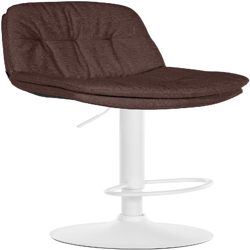 Décoshop26 - Tabouret chaise haute x1 pour cuisine et bar à assise moelleuse en tissu marron cadre en métal blanc 10_0005790 - marron métal 300026_0