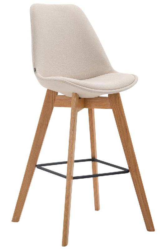 Décoshop26 - Tabouret de bar x1 style scandinave avec assise en tissu crème et structure en bois naturel 10_0005720 - 3000265177100_0