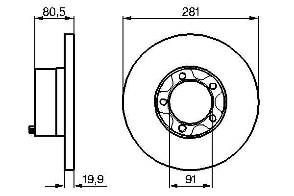 Disque de frein BOSCH 0986478138 - plein - 5 trous - avant - épaisseur 20mm_0