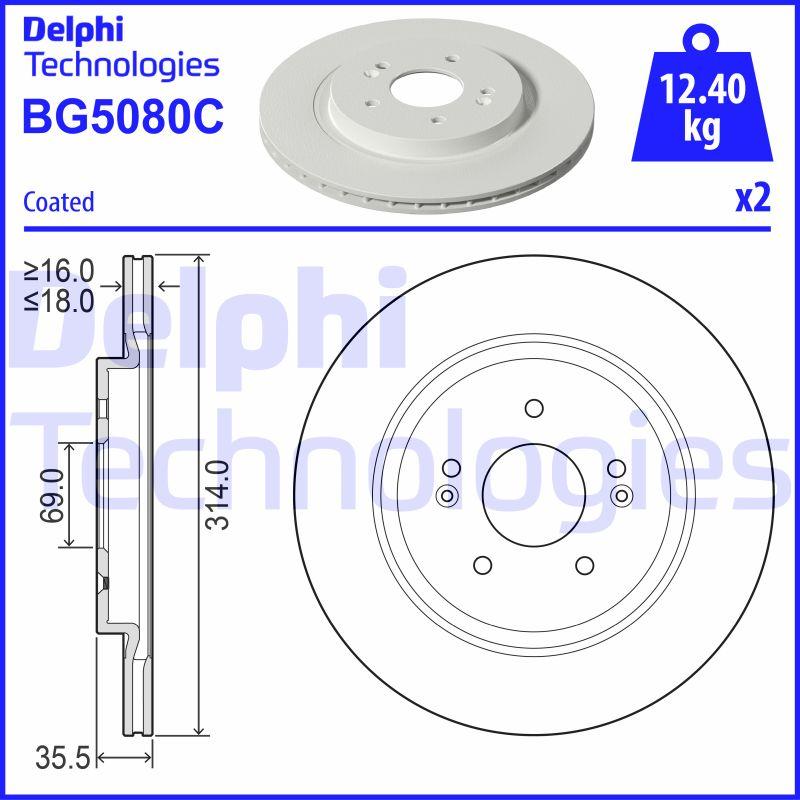 Disque de frein Delphi BG5080C - boîte de 2 disques - arrière - plein/ventilé_0