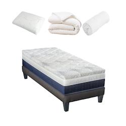 Ensemble  Matelas Mémoire de forme + Sommier + Accessoires 90x200 cm CASTELLANE BELLECOUR - blanc Mousse à mémoire de forme 4BC.OC.K15.K.0920_0