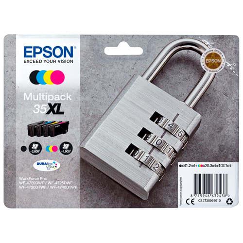 Epson multipack cartouches jet d'encre durabrite ultra 4coul n/c/m/j ''cadenas''35xl (t3596) c13t35964010_0