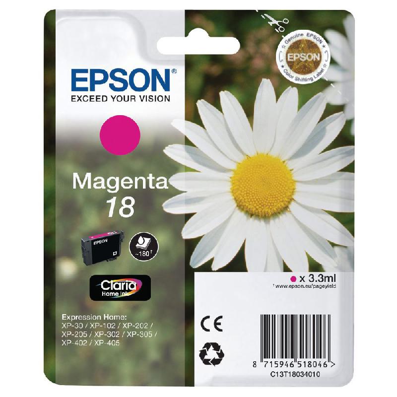 EPSON - CARTOUCHE JET D'ENCRE MAGENTA C13T18034010 - 180 PAGES