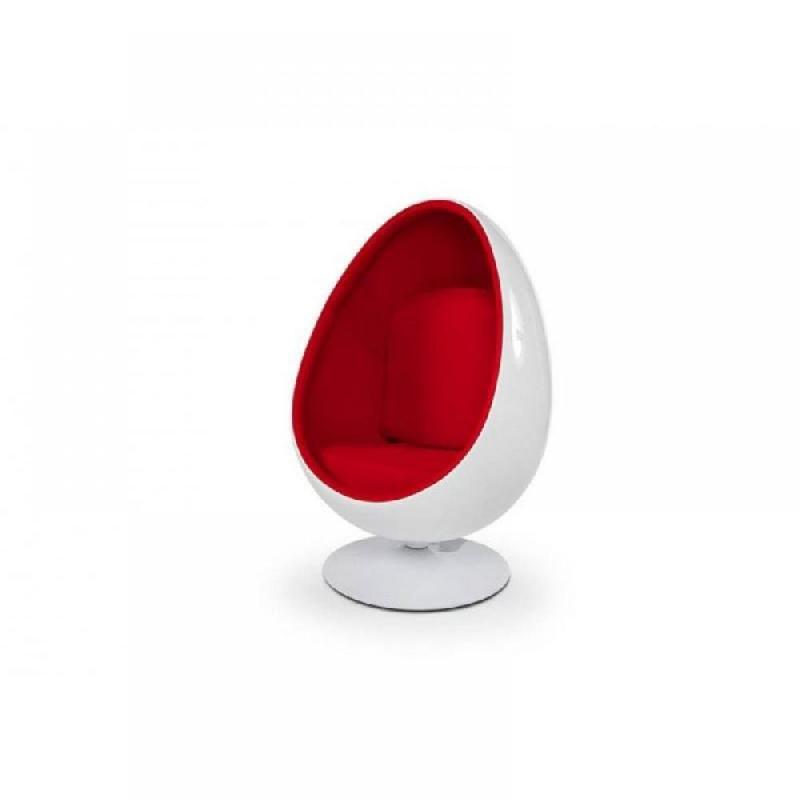 FAUTEUIL OEUF INTÉRIEUR VELOURS ROUGE. DESIGN 70'S._0