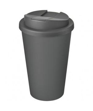 GOBELET AMERICANO ECO RECYCLÉ DE 350ML AVEC COUVERCLE ANTI-DÉVERSEMENT GRIS - GOODIES ÉCOLOGIQUES