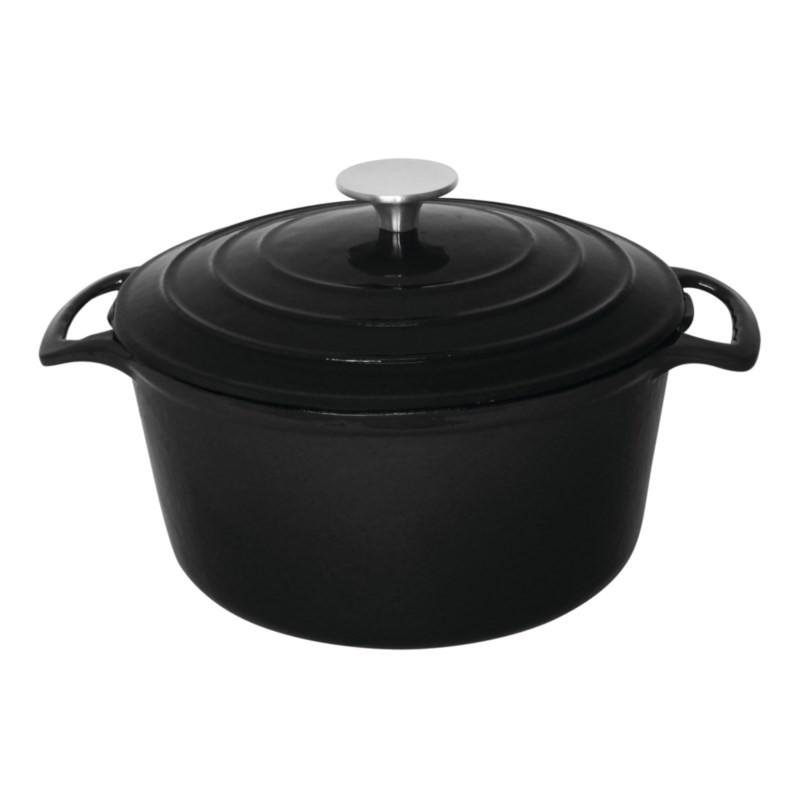Grande cocotte ronde noire - Vogue - 4L en fonte - 125(H)x235(Ø)mm_0