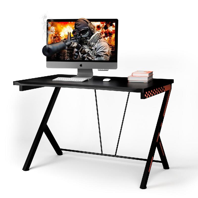 Helloshop26 - Bureau gaming 116 x 75 x 77 cm surface ergonomique cadre en métal design moderne noir 20_0019980 - noir métal 3000233242366_0