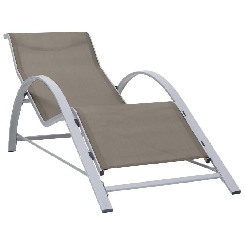 Helloshop26 - Transat chaise longue bain de soleil lit de jardin terrasse meuble d'extérieur textilène et aluminium taupe 02_0012935 - aluminium 300_0