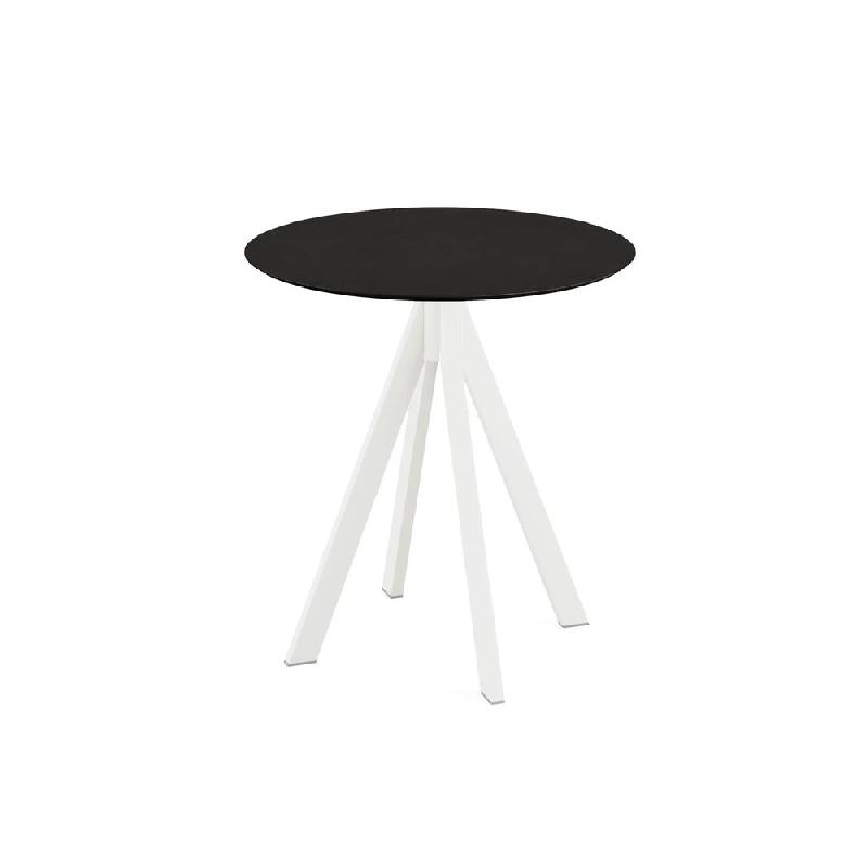 Infinity table de bistrot avec piètement blanc + plateau HPL noir Ø 70 cm_0