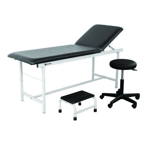KIT DIVAN D'EXAMEN FINITION ÉPOXY TABOURET 1 MARCHE - NOIR - HOLTEX