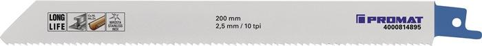 Lame de scie sabre longueur 200 mm largeur 19 mm graduation de dent TPI 10 2,5 mm fraisé, avoyé 5 pièces/carte PROMAT_0