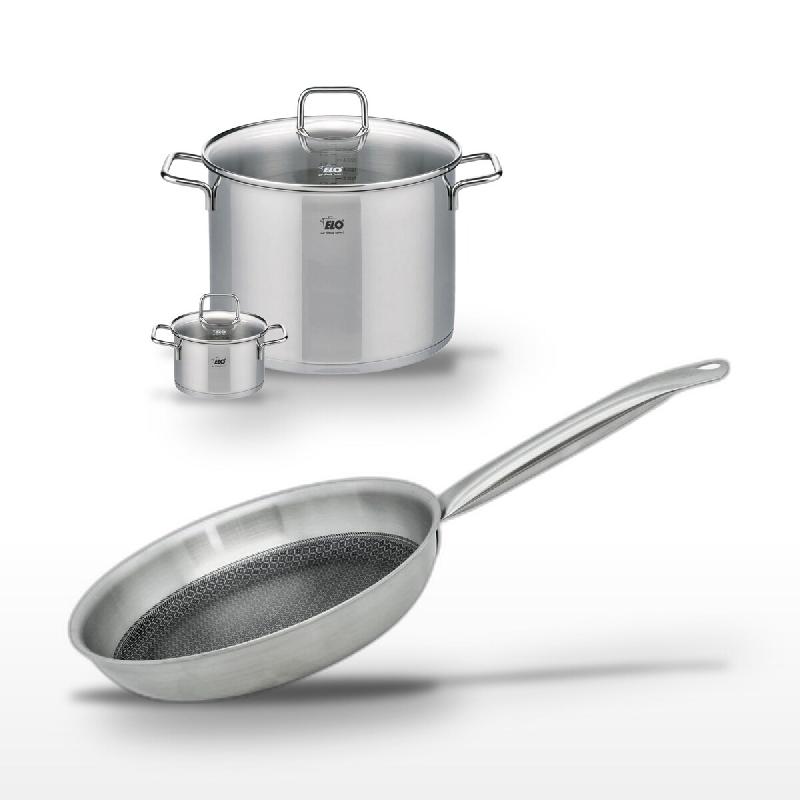 Lot de 2 Faitouts 12/26 cm et Poêle 28 cm Elo Relief Solution - gris 3176239958959_0