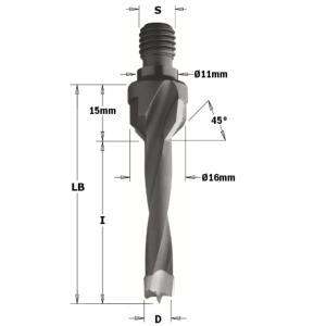 MECHE A QUEUE FILETEE AVEC FRAISOIR - DIAMÈTRE 10MM, LONGUEUR 55MM, QUEUE M10/11
