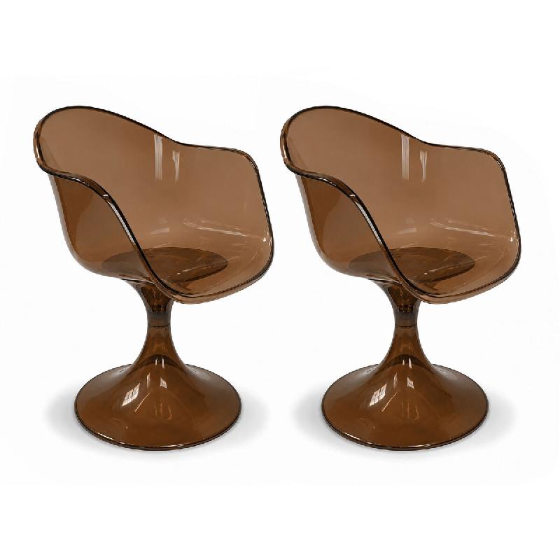 Now's Home - Lot de deux fauteuils de table resine acrylique ecorce 61x53xht80.5 glam - 3256390255118_0