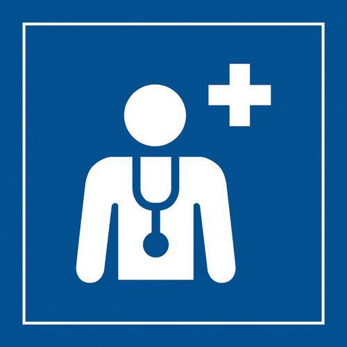 PICTO CENTRE MÉDICAL OU MÉDECIN GRAVOPLY BLANC/BLEU 125X125