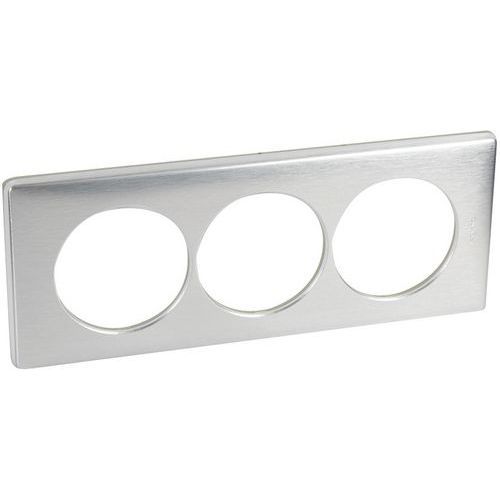 PLAQUE CÉLIANE MÉTAL 3P RÉNOVATION ENTRAXE 57MM FINITION ALU - LEGRAND